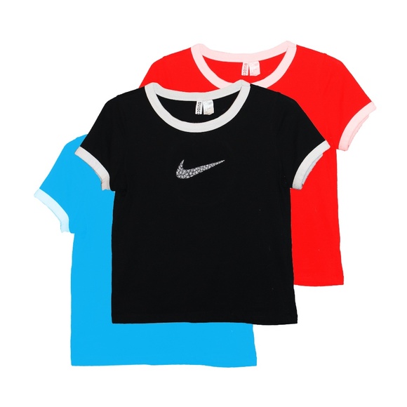 Hand Embroidered Nike Checkmark T-shirt - Picture 1 of 2